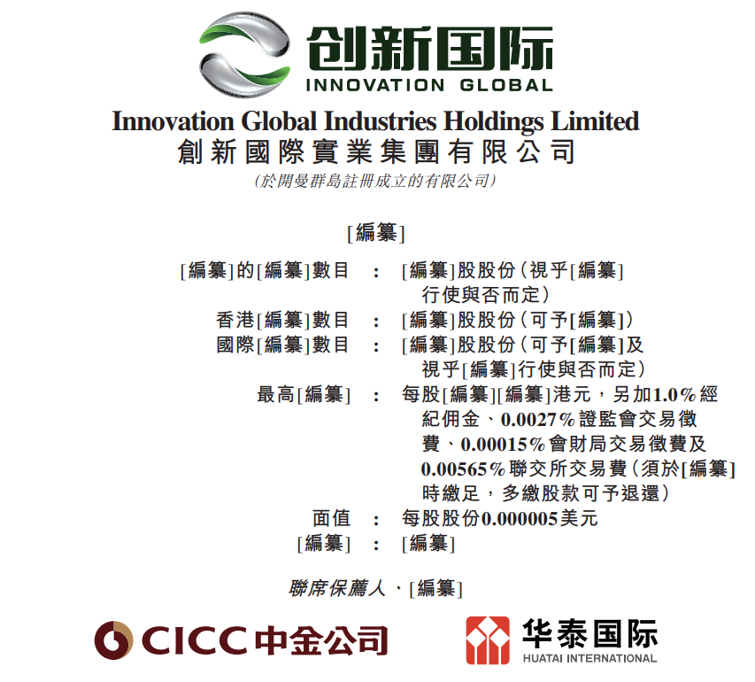 創(chuàng)新國際遞表港交所