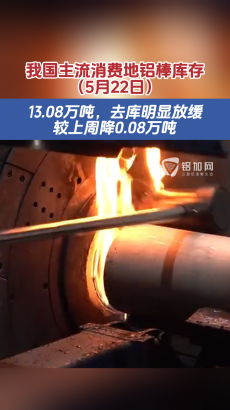 我國(guó)鋁棒社會(huì)庫(kù)存丨5月22日庫(kù)存13.08萬(wàn)噸，去庫(kù)存明顯放緩！